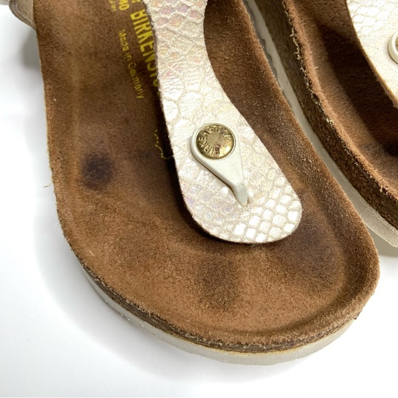 Birkenstock Iridescent White Snake-Print Thong Sandals - Picture 10 of 16